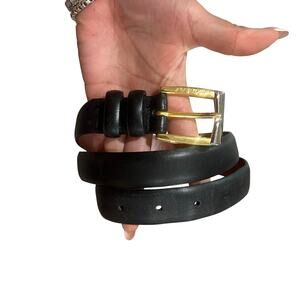 Saint Laurent YSL Black Leather Vintage Belt Size 34